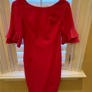 Vince Camuto Vibrant Pink Ruffle Sleeve Dress